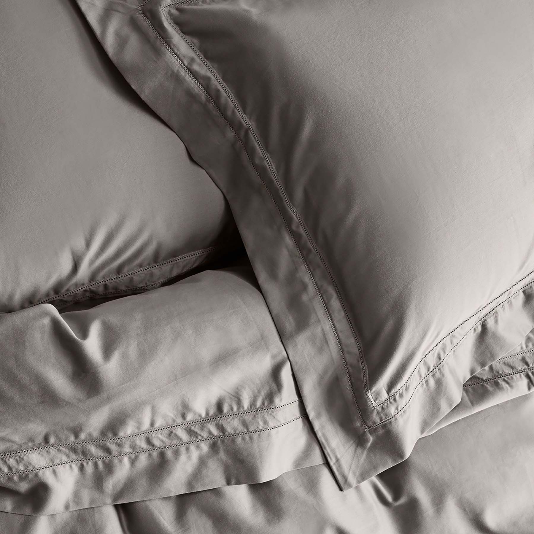 Kings & Queens Egyptian Cotton Classic Hemstitch Starter Bundle Set in Mushroom Top Bed