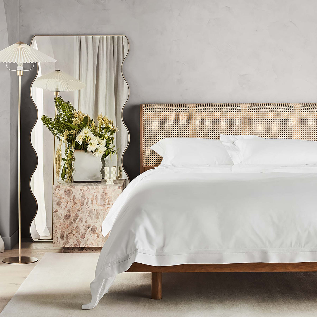 Kings & Queens Egyptian Cotton Classic Hemstitch Duvet Cover Set in White Front View