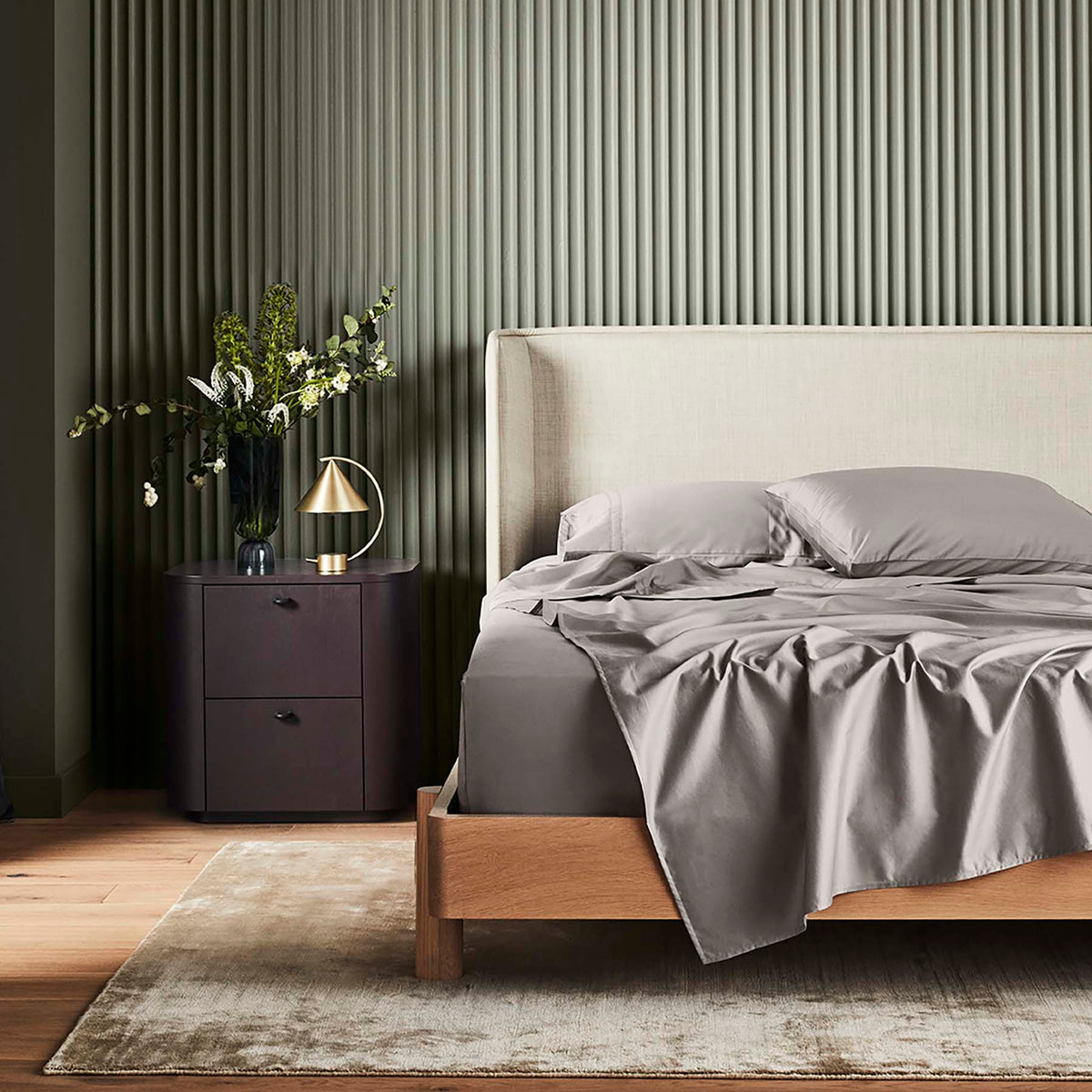 Kings & Queens Egyptian Cotton Classic Hemstitch Sheet Set in Mushroom Front View