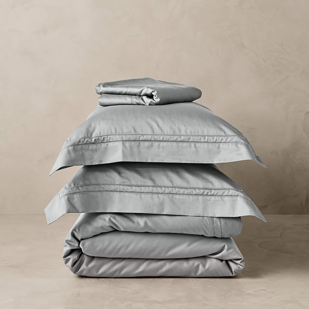 Kings & Queens Egyptian Cotton Classic Hemstitch Starter Bundle Set in Cloud Bedding Set