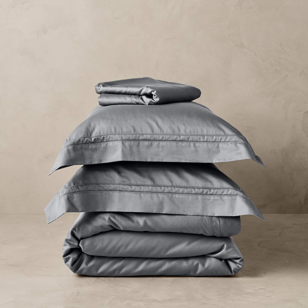 Kings & Queens Egyptian Cotton Classic Hemstitch Starter Bundle Set in Grey Bedding Set