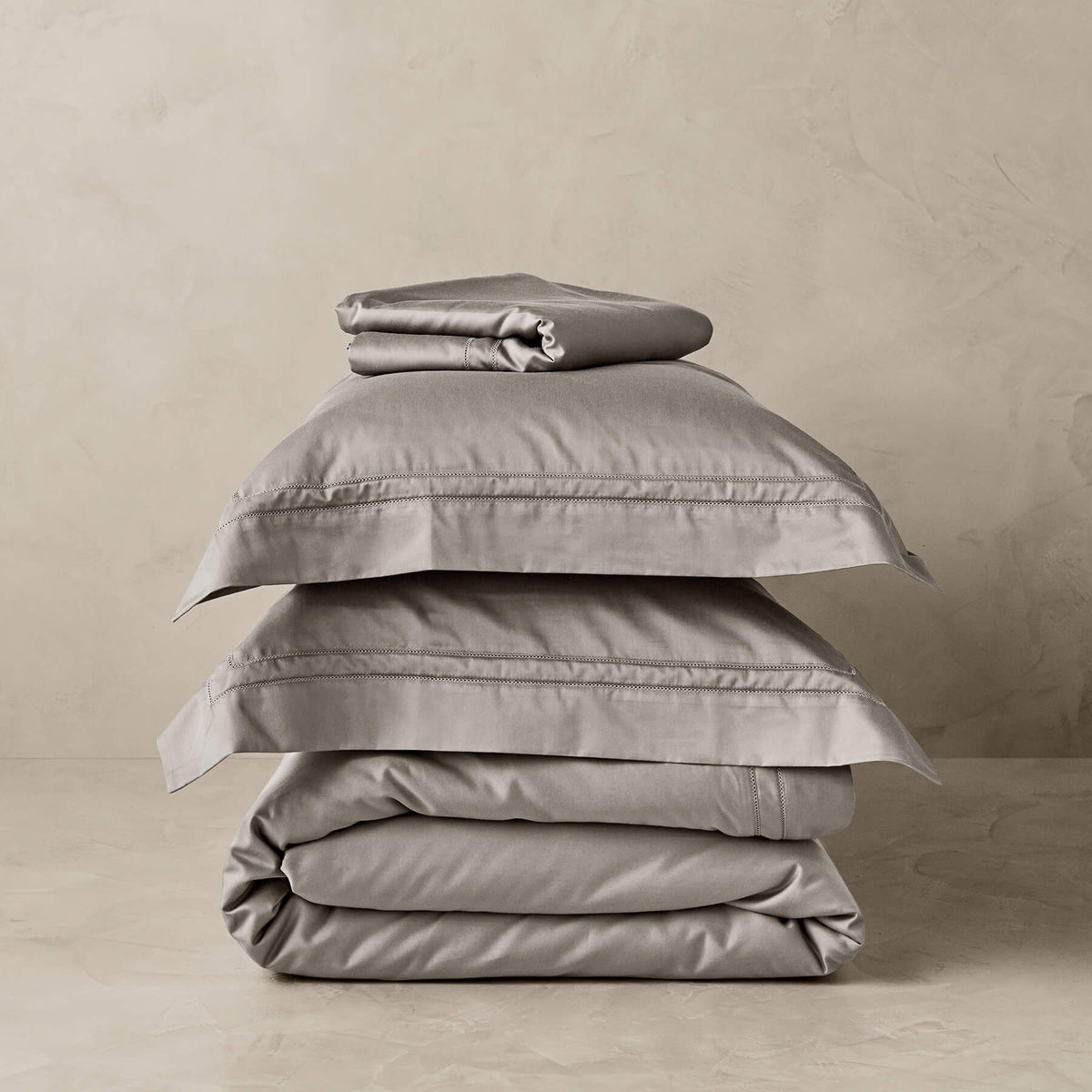 Kings & Queens Egyptian Cotton Classic Hemstitch Starter Bundle Set in Mushroom Bedding Set