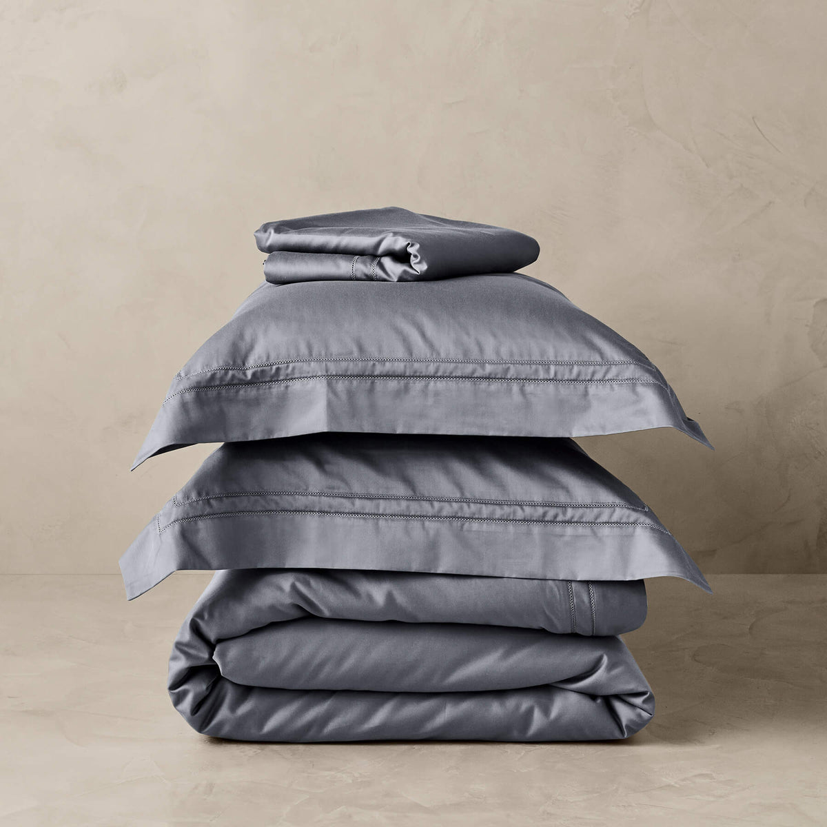 Kings & Queens Egyptian Cotton Classic Hemstitch Starter Bundle Set in Slate Bedding Set