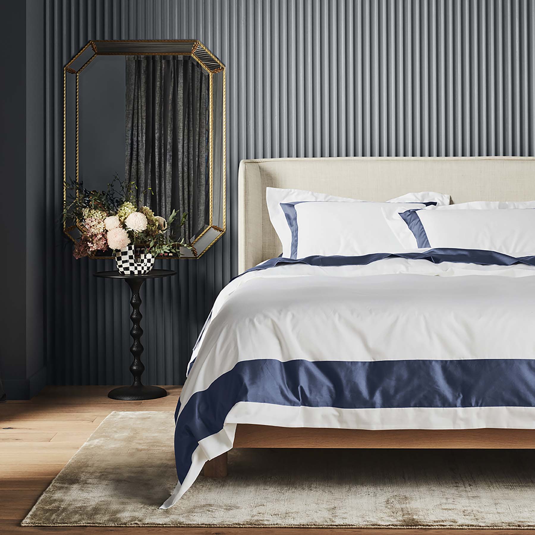 Kings & Queens Egyptian Cotton Signature Cuff Duvet Cover Set in Atlantic Front View