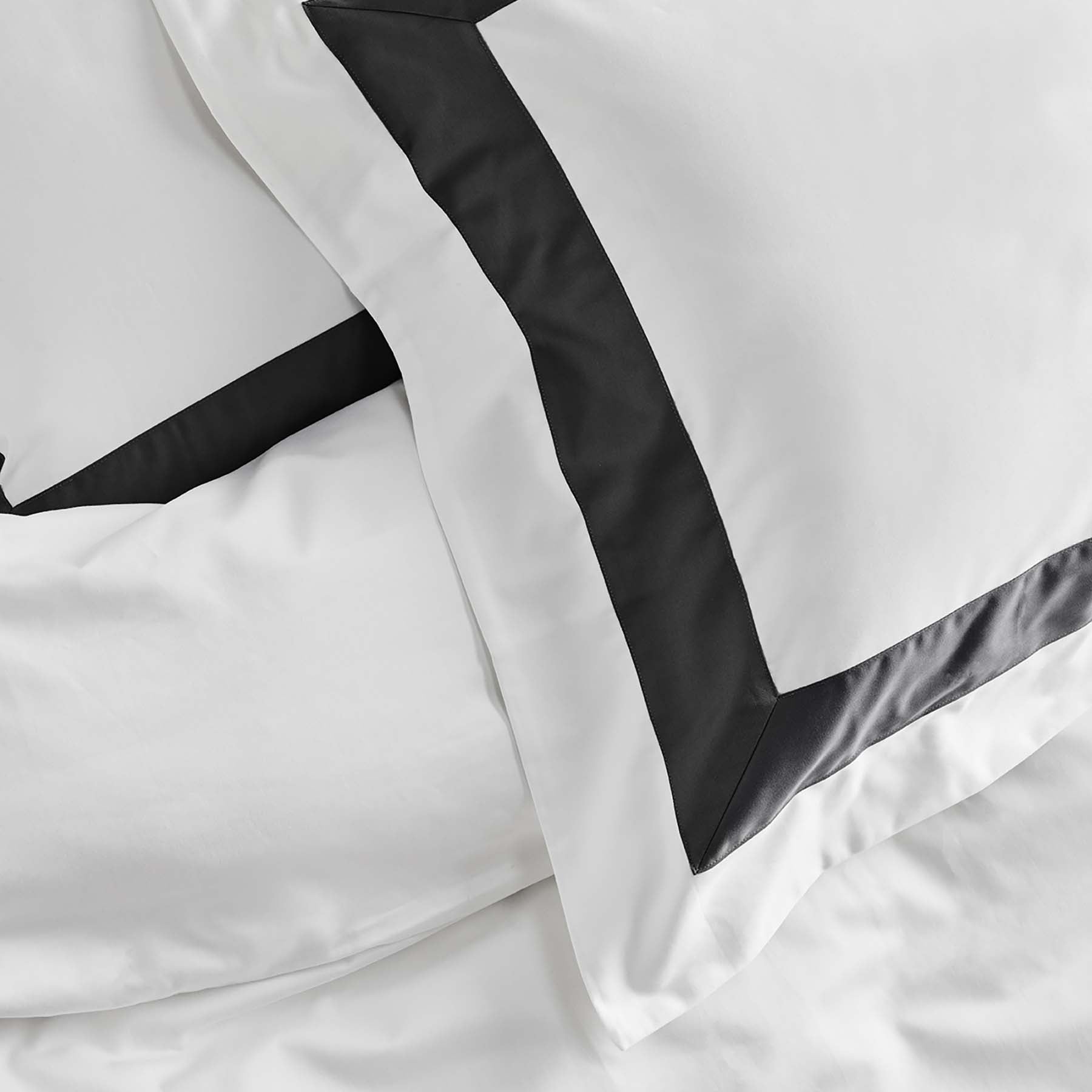 Kings & Queens Egyptian Cotton Signature Cuff Duvet Cover Set in Charcoal Top Bed