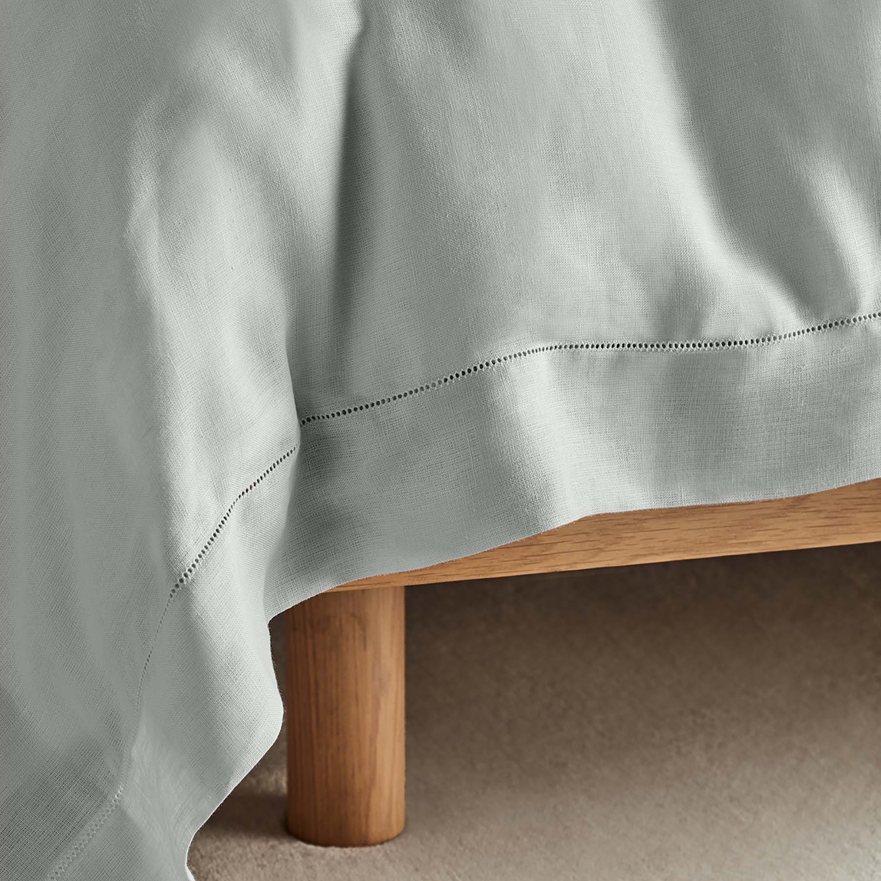 Kings & Queens Vintage Linen Duvet Cover Set in Tin Fabric Detail
