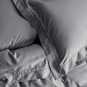 Kings & Queens Egyptian Cotton Classic Hemstitch Duvet Cover Set in Grey Top Bed