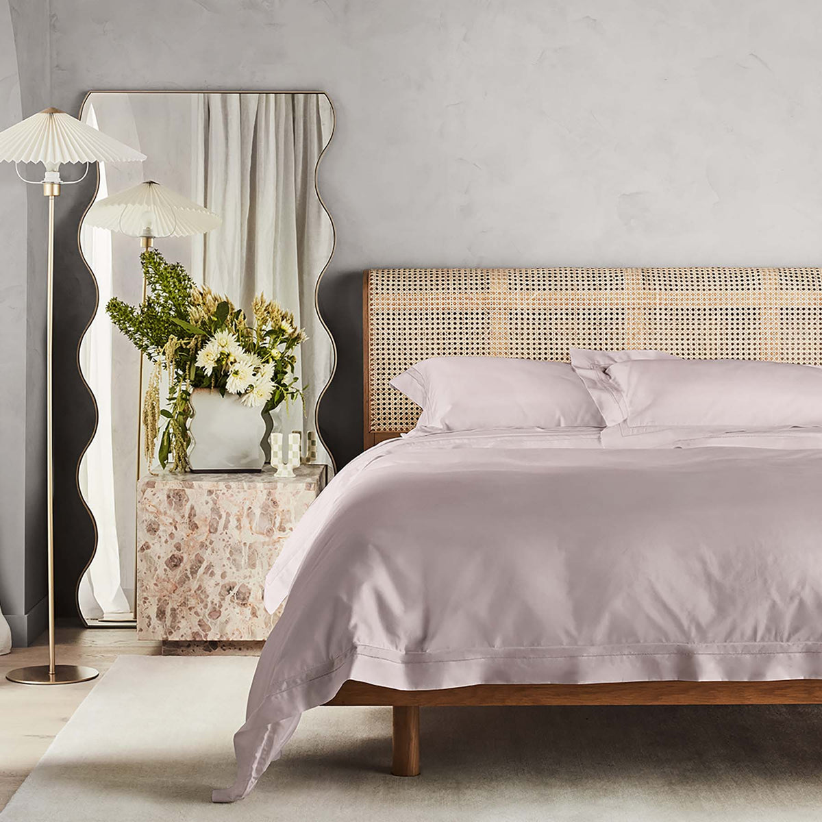 Kings & Queens Egyptian Cotton Classic Hemstitch Duvet Cover Set in Rose Front View
