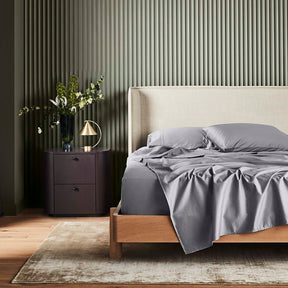 Kings & Queens Egyptian Cotton Classic Hemstitch Supreme Bundle Set in Grey Front View Sheet
