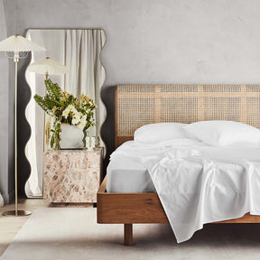 Kings & Queens Egyptian Cotton Classic Hemstitch Supreme Bundle Set in White Front View Sheet