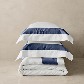 Kings & Queens Egyptian Cotton Signature Cuff Duvet Cover Set in Atlantic Bedding Set