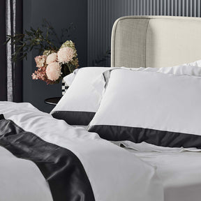 Kings & Queens Egyptian Cotton Signature Cuff Starter Bundle Set in Charcoal Side View
