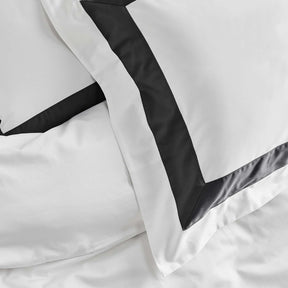 Kings & Queens Egyptian Cotton Signature Cuff Supreme Bundle Set in Charcoal Top of Bed