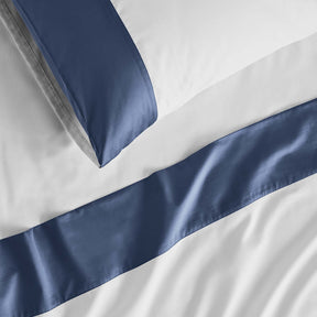 Kings & Queens Egyptian Cotton Signature Cuff Supreme Bundle Set in Atlantic Fabric Detail Sheet