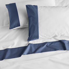 Kings & Queens Egyptian Cotton Signature Cuff Sheet Set in Atlantic Pillowcase Set