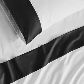 Kings & Queens Egyptian Cotton Signature Cuff Sheet Set in Charcoal Fabric Detail