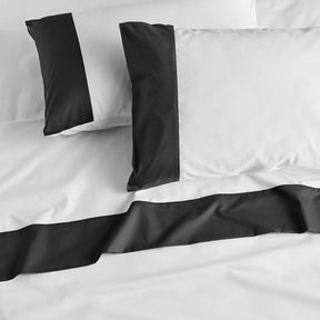 Kings & Queens Egyptian Cotton Signature Cuff Sheet Set in Charcoal Pillowcase Set