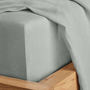Kings & Queens Vintage Linen Sheet Set in Tin Fitted Sheet
