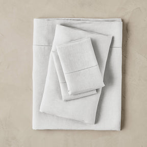 Kings & Queens Vintage Linen Sheet Set in White Bedding Set