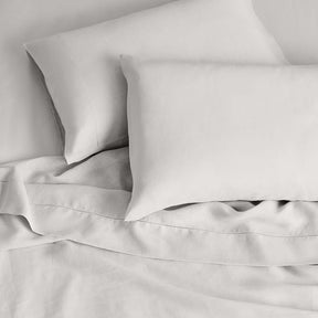 Kings & Queens Vintage Linen Sheet Set in White Pillowcase Set